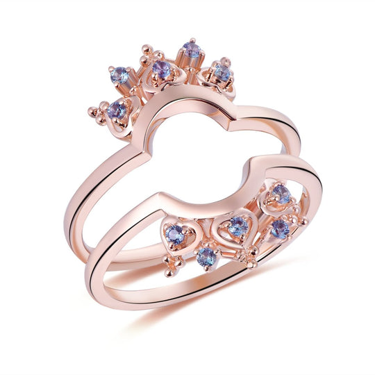 Alexandrite Crown Tiara June Birthstone Ring Guard