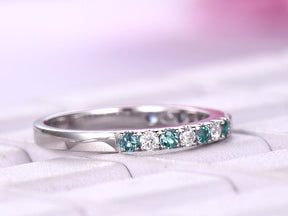 Alexandrite Diamond Band April/June Birthstone Half Eternity Ring - Lord of Gem Rings