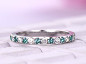 Alexandrite Diamond Band April/June Birthstone Half Eternity Ring - Lord of Gem Rings