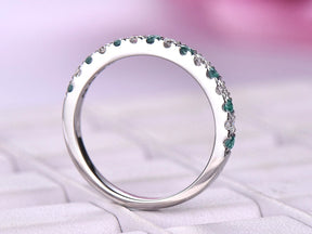 Alexandrite Diamond Band April/June Birthstone Half Eternity Ring - Lord of Gem Rings