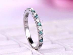 Alexandrite Diamond Band April/June Birthstone Half Eternity Ring - Lord of Gem Rings