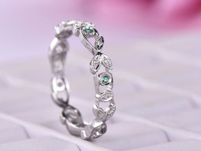 Alexandrite Diamond Leaf Vine June Birthstone Band - Lord of Gem Rings