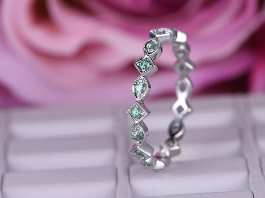 Alexandrite Marquise Square Milgrain June Birthstone Band