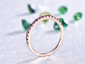 Amethyst Ruby Half Eternity February July Birthstone Band 14K Rose Gold - Lord of Gem Rings