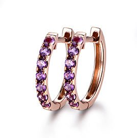 Amethyst Stud Earrings 18K Rose Gold - Lord of Gem Rings