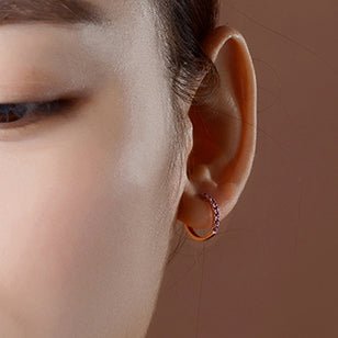 Amethyst Stud Earrings 18K Rose Gold - Lord of Gem Rings