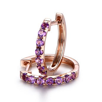 Amethyst Stud Earrings 18K Rose Gold