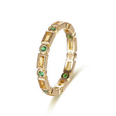 Antique Milgrain Baguette Citrine Emerald May November Birthstone Band - Lord of Gem Rings