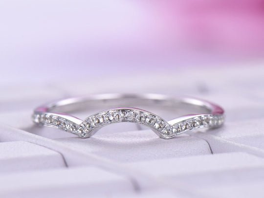 Aquamarine Curved Half Eternity March Birthstone Band