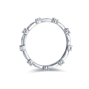 Aquamarine Diamond Art Deco Eternity March Birthstone Band - Lord of Gem Rings