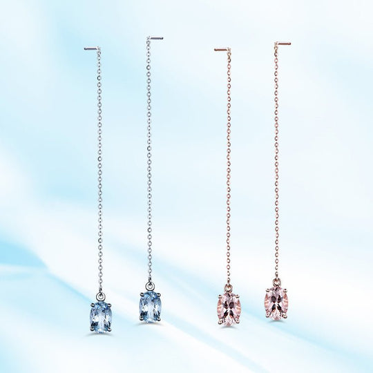 Aquamarine Drop Earrings in 14K Gold