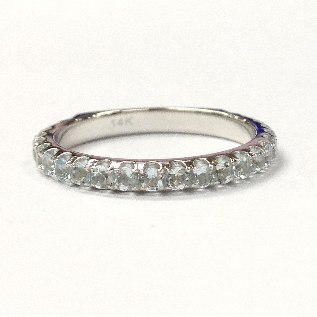 Aquamarine March Birthstone Band 3/4 Eternity Ring - Lord of Gem Rings