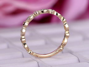 Art Deco Amethyst Diamond 3/4 Eternity February Birthstone Band 14K Rose Gold - Lord of Gem Rings