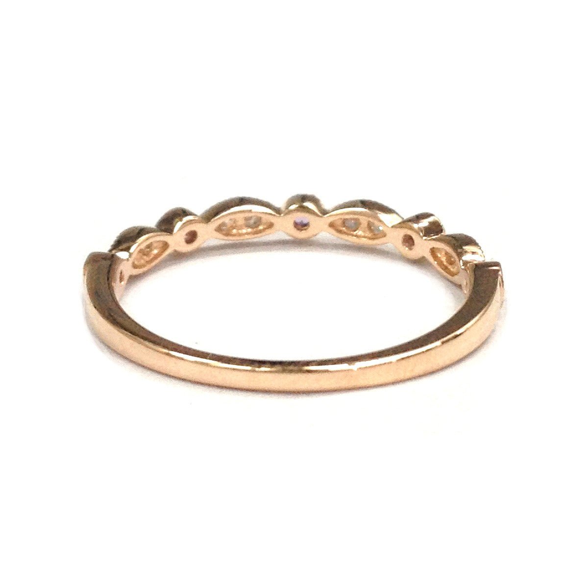 Art Deco Amethyst Diamond February Birthstone Band 14K Rose Gold - Lord of Gem Rings