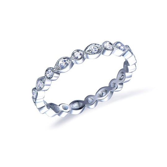 Art Deco Antique Bezel-Set Moissanite Eternity Wedding Band