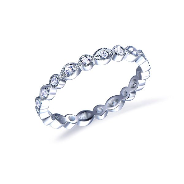 Art Deco Antique Bezel - Set Moissanite Eternity Wedding Band - Lord of Gem Rings