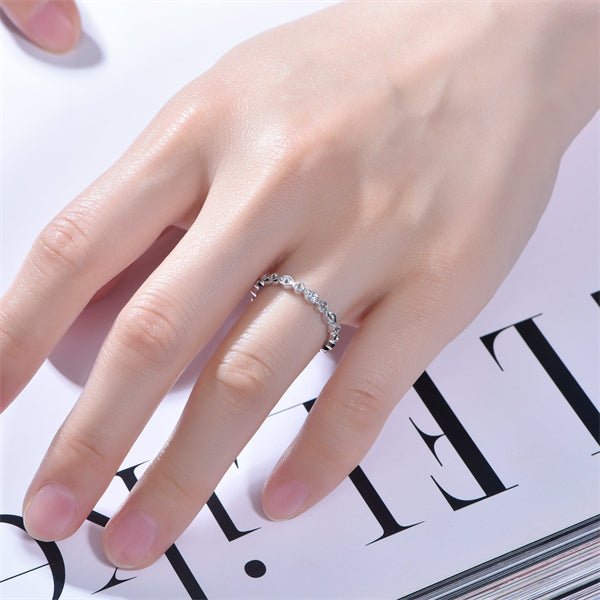 Art Deco Antique Bezel - Set Moissanite Eternity Wedding Band - Lord of Gem Rings