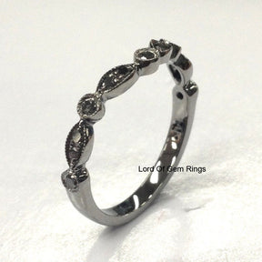 Art Deco Black Diamond Chevron Wedding Band - Lord of Gem Rings