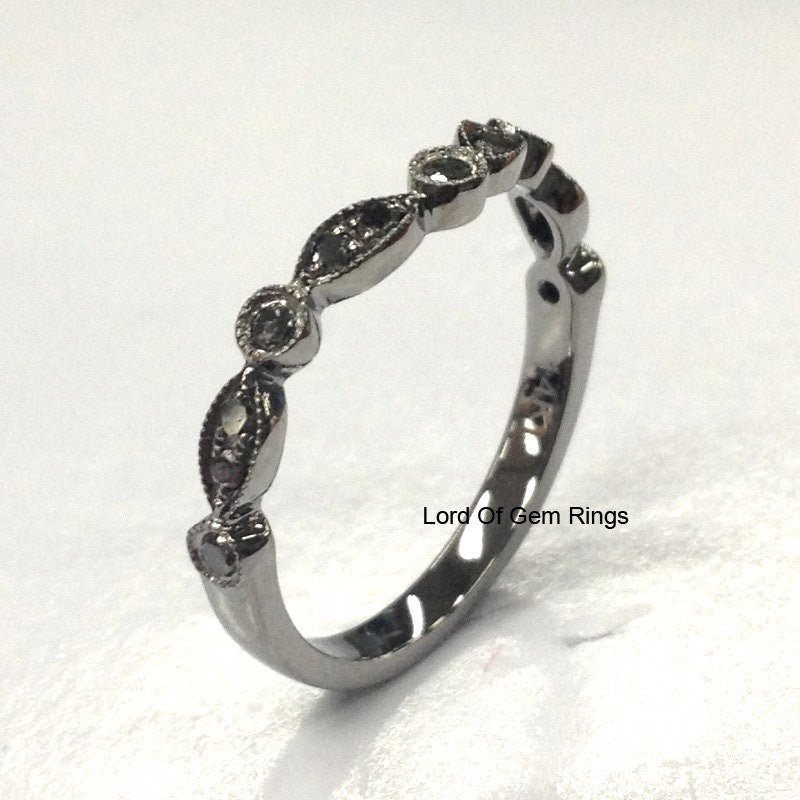Art Deco Black Diamond Chevron Wedding Band - Lord of Gem Rings