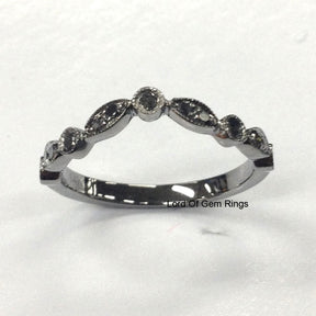 Art Deco Black Diamond Chevron Wedding Band - Lord of Gem Rings