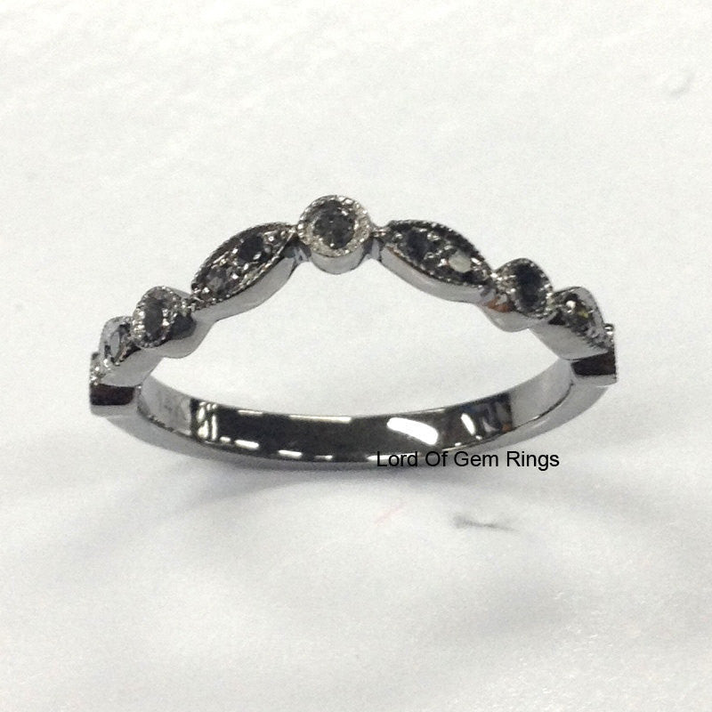 Art Deco Black Diamond Chevron Wedding Band - Lord of Gem Rings