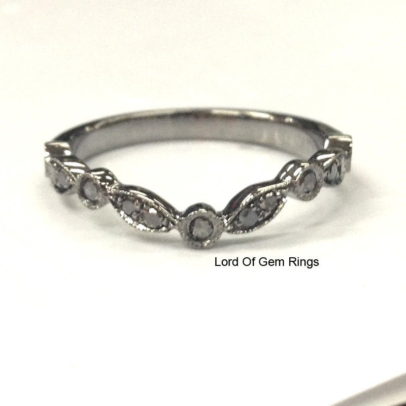 Art Deco Black Diamond Chevron Wedding Band - Lord of Gem Rings
