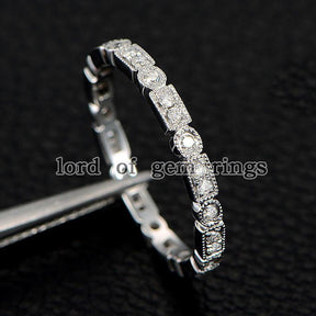 Art Deco Brilliant Diamond Stackable Milgrain Eternity Wedding Band - Lord of Gem Rings