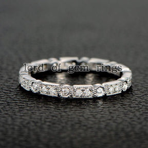 Art Deco Brilliant Diamond Stackable Milgrain Eternity Wedding Band - Lord of Gem Rings