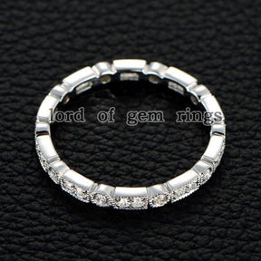 Art Deco Brilliant Diamond Stackable Milgrain Eternity Wedding Band - Lord of Gem Rings
