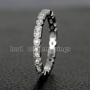 Art Deco Brilliant Diamond Stackable Milgrain Eternity Wedding Band - Lord of Gem Rings