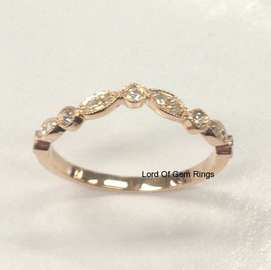 Art Deco Chevron Diamond Wedding Band Half Eternity