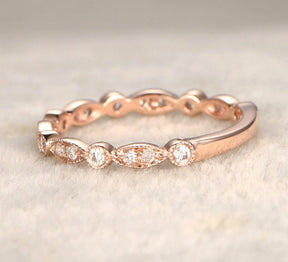Art Deco Diamond 3/4 Eternity Wedding Band with Milgrain - Lord of Gem Rings