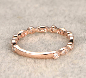 Art Deco Diamond 3/4 Eternity Wedding Band with Milgrain - Lord of Gem Rings