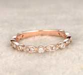 Art Deco Diamond 3/4 Eternity Wedding Band with Milgrain - Lord of Gem Rings