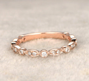 Art Deco Diamond 3/4 Eternity Wedding Band with Milgrain - Lord of Gem Rings