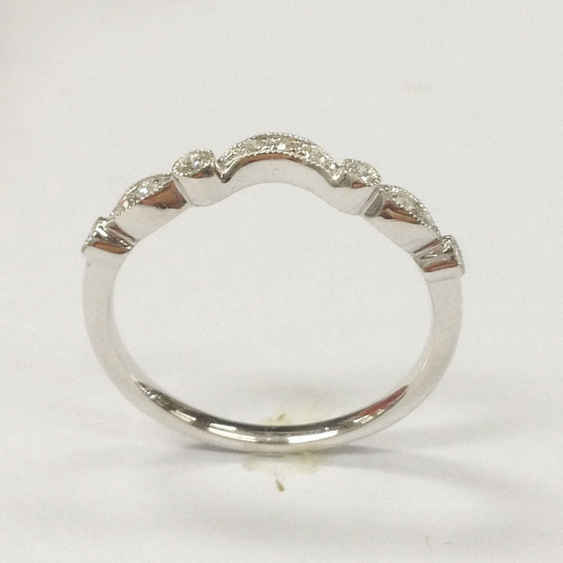 Art Deco Diamond Crescent Wedding Band 14K Gold - Lord of Gem Rings