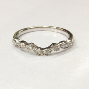 Art Deco Diamond Crescent Wedding Band 14K Gold - Lord of Gem Rings