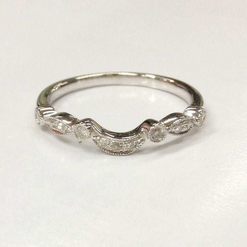 Art Deco Diamond Crescent Wedding Band 14K Gold - Lord of Gem Rings