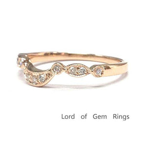 Art Deco Diamond Crescent Wedding Band 14K Gold - Lord of Gem Rings
