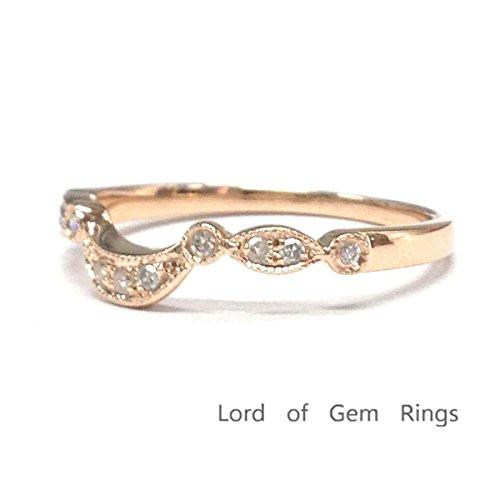 Art Deco Diamond Crescent Wedding Band 14K Gold - Lord of Gem Rings