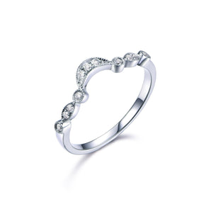 Art Deco Diamond Crescent Wedding Band 14K Gold - Lord of Gem Rings