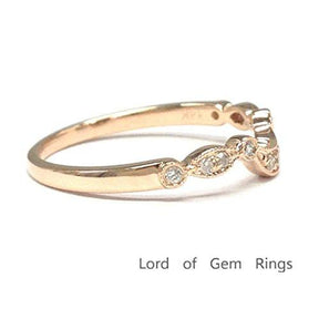 Art Deco Diamond Crescent Wedding Band 14K Gold - Lord of Gem Rings