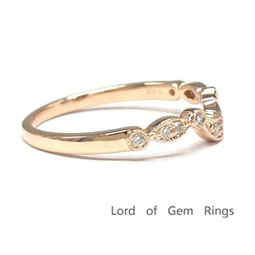 Art Deco Diamond Crescent Wedding Band 14K Gold - Lord of Gem Rings