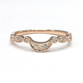 Art Deco Diamond Crescent Wedding Band 14K Gold - Lord of Gem Rings