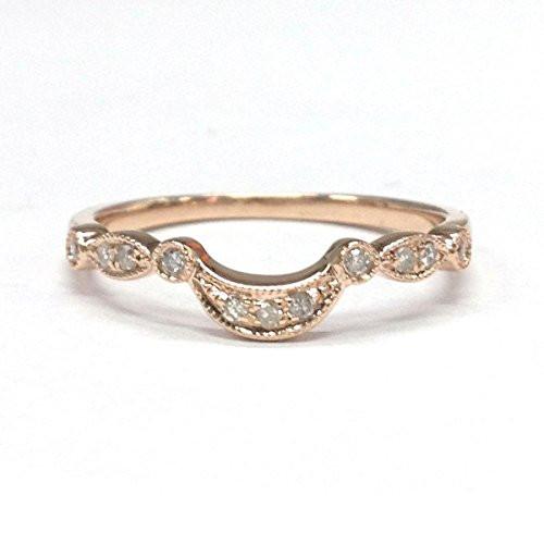 Art Deco Diamond Crescent Wedding Band 14K Gold - Lord of Gem Rings