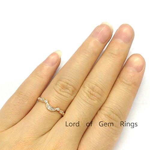Art Deco Diamond Crescent Wedding Band 14K Gold - Lord of Gem Rings