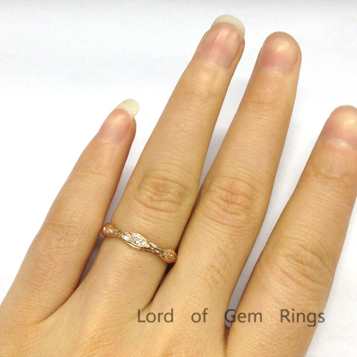 Art Deco Diamond Hand Crafted Twig Eternity Wedding Band - Lord of Gem Rings