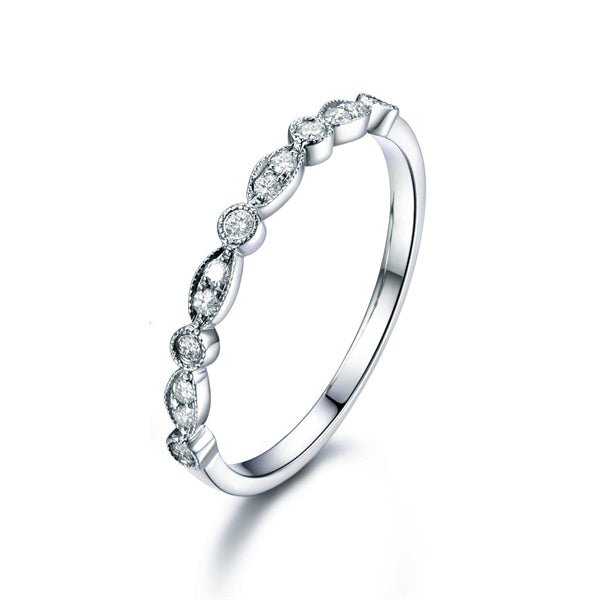 Art Deco Diamond Milgrain Half Eternity Wedding Band - Lord of Gem Rings