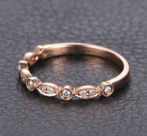 Art Deco Diamond Milgrain Half Eternity Wedding Band - Lord of Gem Rings