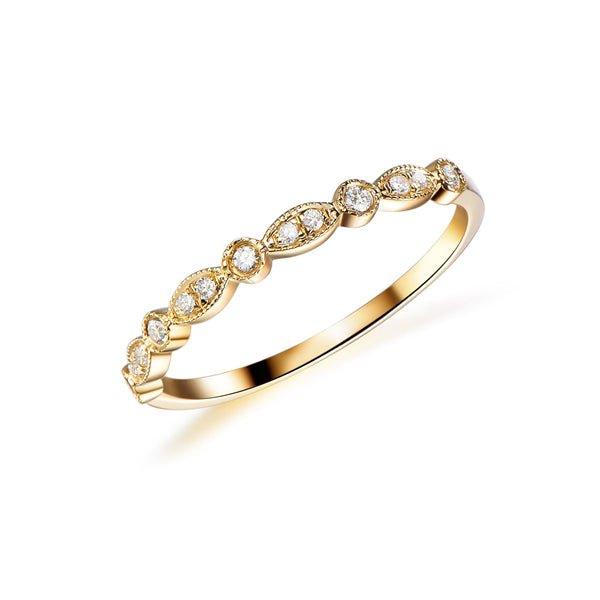 Art Deco Diamond Milgrain Half Eternity Wedding Band - Lord of Gem Rings